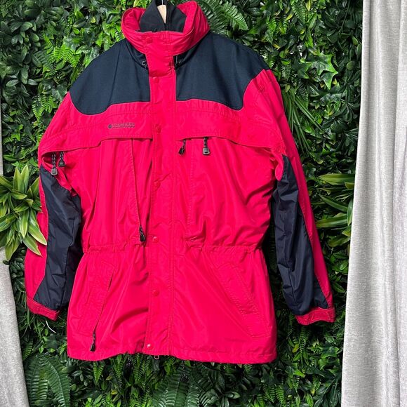 COLUMBIA SPORTSWEAR Mens Jacket M Red Black Bugaboo Full Zip 2 In 1 Fleece Lined - Picture 3 of 13